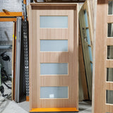 Timber Entry Door - Pre-Hung in 2395h x 1090w Frame w/ 4 x Obscure Glass *Factory 2nd* 20080