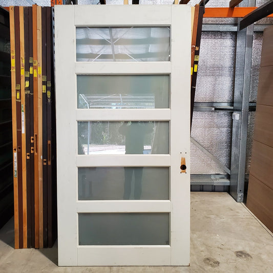 Timber Entry Door - 2340h x 1200w Solid Core w/ 5 x Obscure Glass *2nd Hand* 20084
