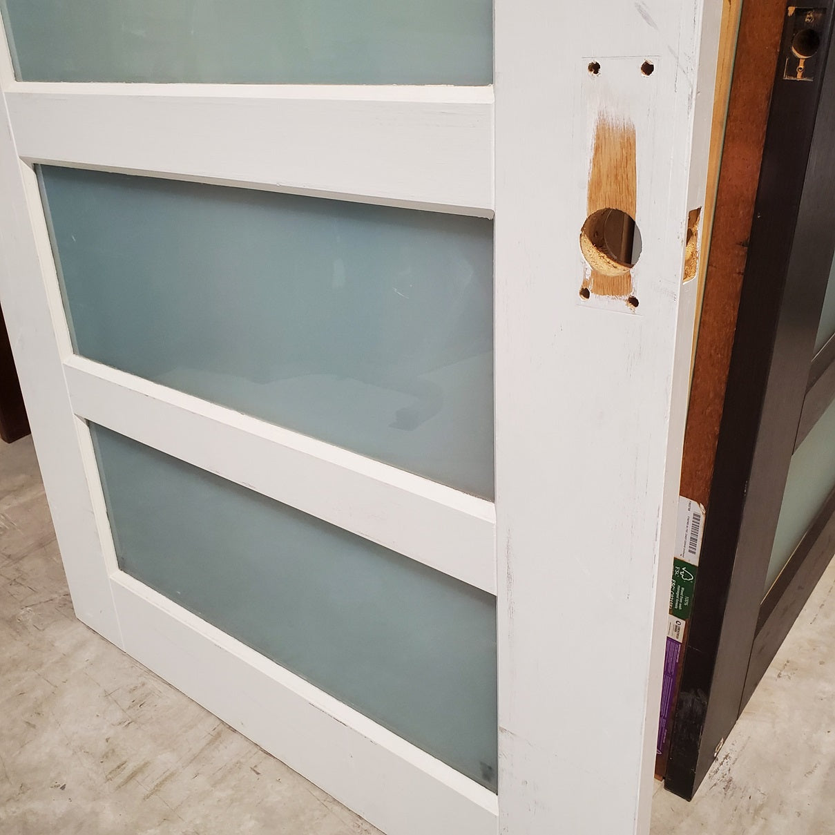 Timber Entry Door - 2340h x 1200w Solid Core w/ 5 x Obscure Glass *2nd Hand* 20084