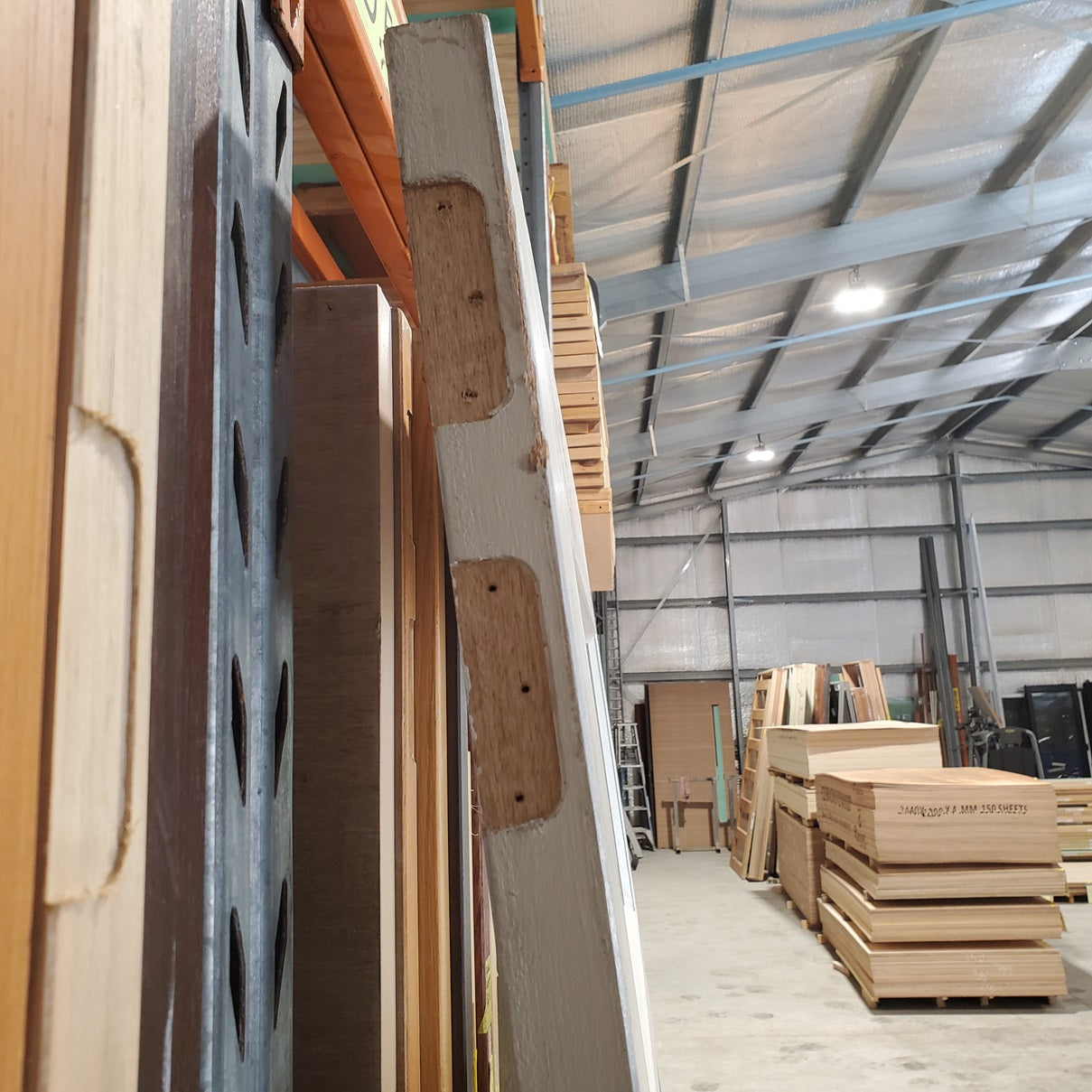 Timber Entry Door - 2340h x 1200w Solid Core w/ 5 x Obscure Glass *2nd Hand* 20084