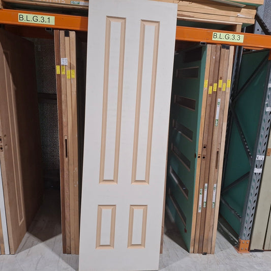Timber Door - 2340h x 720w Solid Core Door with Routered Pattern (HMC4) *Factory 2nd* 20130