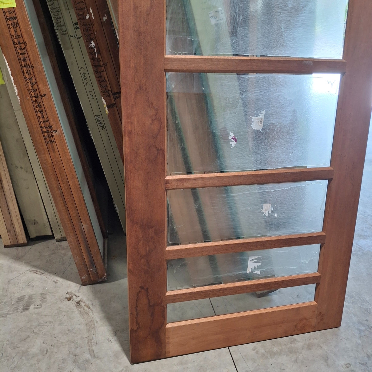 Timber Entry Door - 2340h x 1200w Merbau Door w/ 5 x Clear Glass *Factory 2nd* SKU: 20172