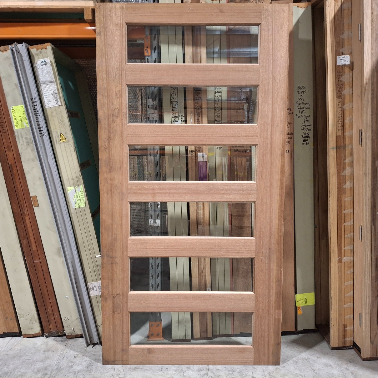 Timber Entry Door - 2340h x 1200w Solid Core w/ 6 x Clear Glass (XS26) *Factory 2nd* SKU: 20175