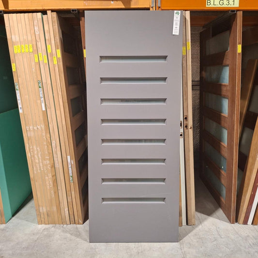 Timber Entry Door - 2040h x 820w Solid Core w/ 8 x Obscure Glass (VER8) *Ex-Display* SKU: 20216