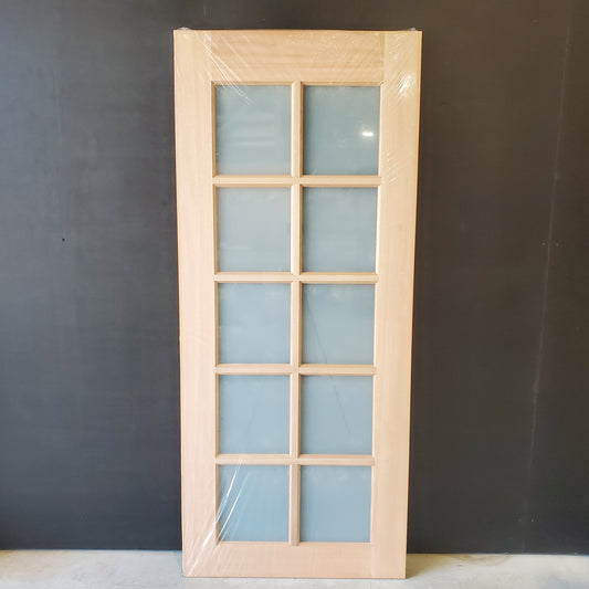 Timber Entry Door - 2040h x 870w Solid Core w/ 10 x Obscure (frosted) Glass Panels *New* 40039