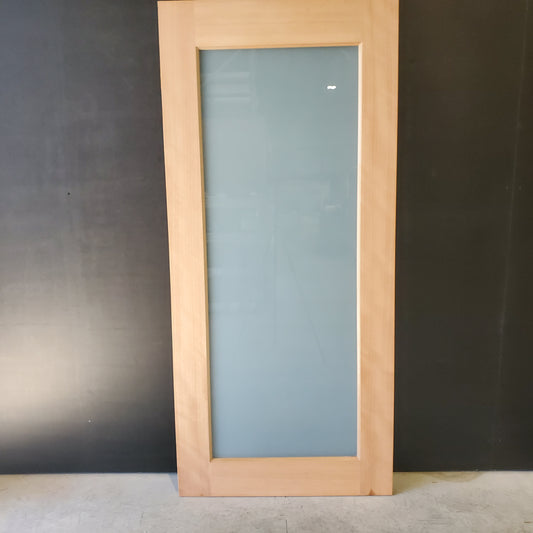 Timber Entry Door - 2040h x 920w Solid Core w/ 1 x Obscure (Frosted) Glass Panel *New* 40041