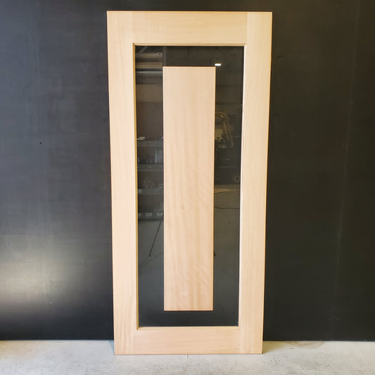 Timber Entry Door - 2040h x 920w Solid Core w/ Floating Timber Panel Clear Glass *New* 40045