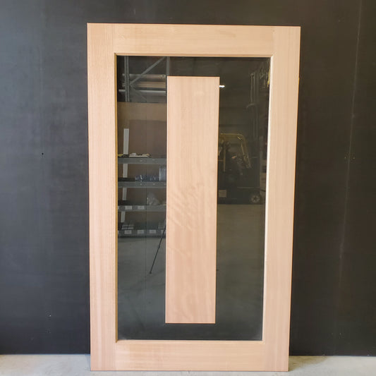 Timber Entry Door - 2040h x 1200w Solid Core w/ Floating Timber Panel Clear Glass *New* 40048
