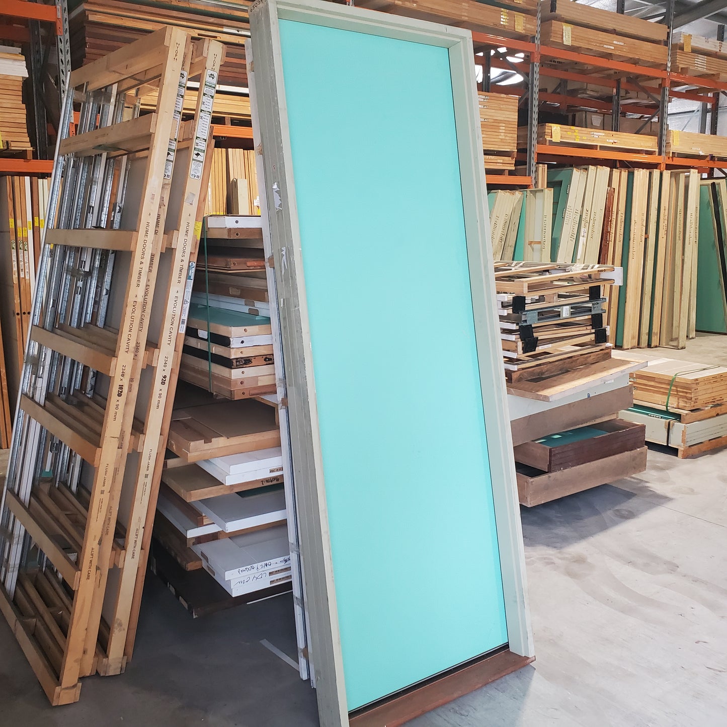 Timber Entry Door - Pre-Hung in a 2430h x 887w Frame Hollow Core Plain Door *Factory 2nd* 30461