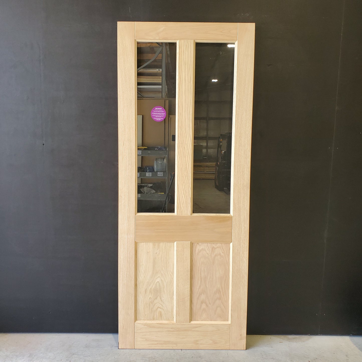 Timber Entry Door - 2040h x 820w Solid Core w/ 2 x Clear Glass (AWO7G) *Factory 2nd* 30481