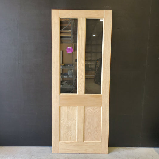 Timber Entry Door - 2040h x 820w Solid Core w/ 2 x Clear Glass (AWO7G) *Factory 2nd* 30481