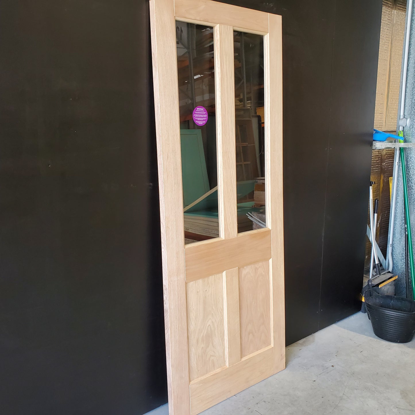 Timber Entry Door - 2040h x 820w Solid Core w/ 2 x Clear Glass (AWO7G) *Factory 2nd* 30481