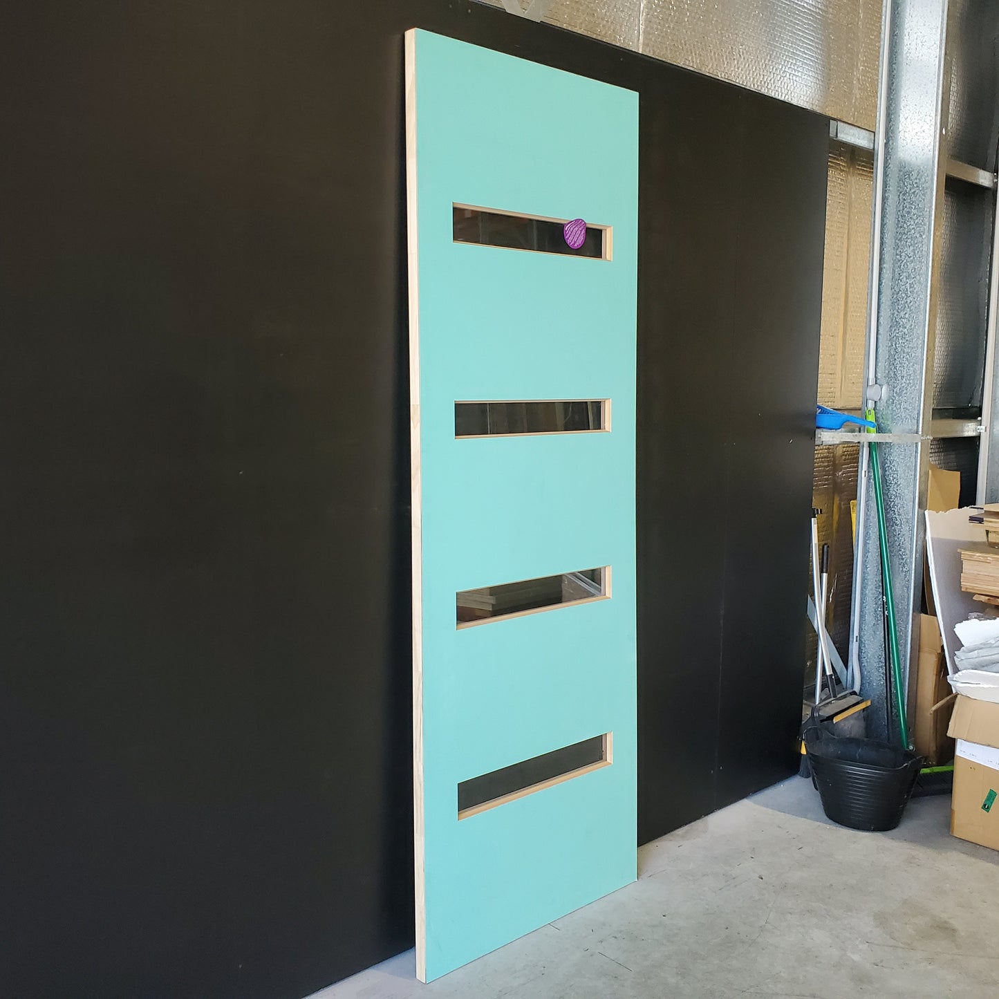 External Timber Door - 2340h x 820w Solid Core w/ 4 X Clear Glass  (PMAD104) *Factory Second* 30483