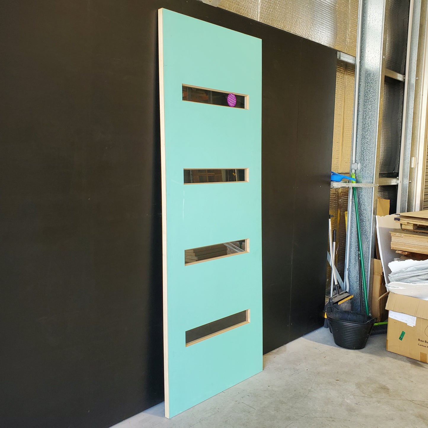 External Timber Door - 2340h x 870w Solid Core w/ 4 X Clear Glass  (PMAD104) *Factory Second* 30484