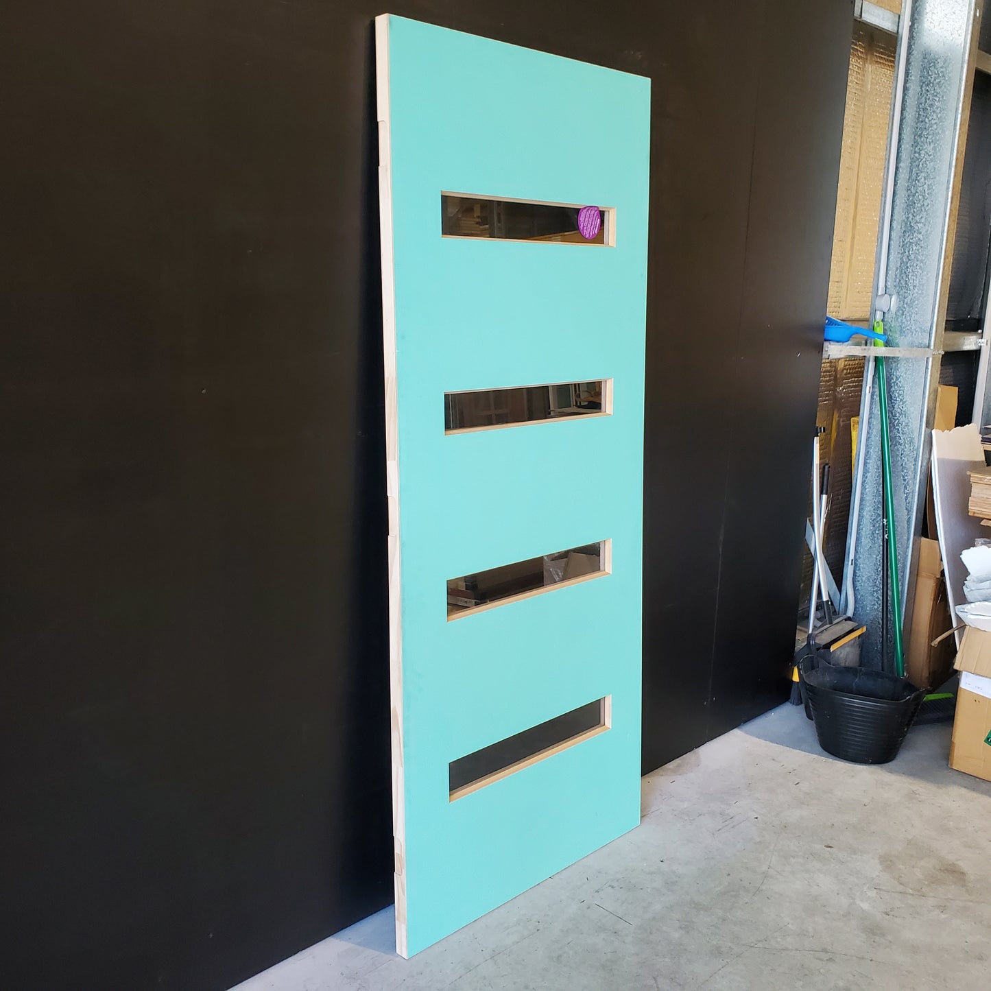 Timber Entry Door - 2340h x 870w Solid Core w/ 4 X Clear Glass  (PMAD104) *Factory Second* 30485