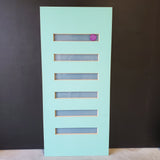 External Timber Door - 2040h x 920w Solid Core w/ 6 X Obscure Glass  (PMAD106) *Factory 2nd* 30486