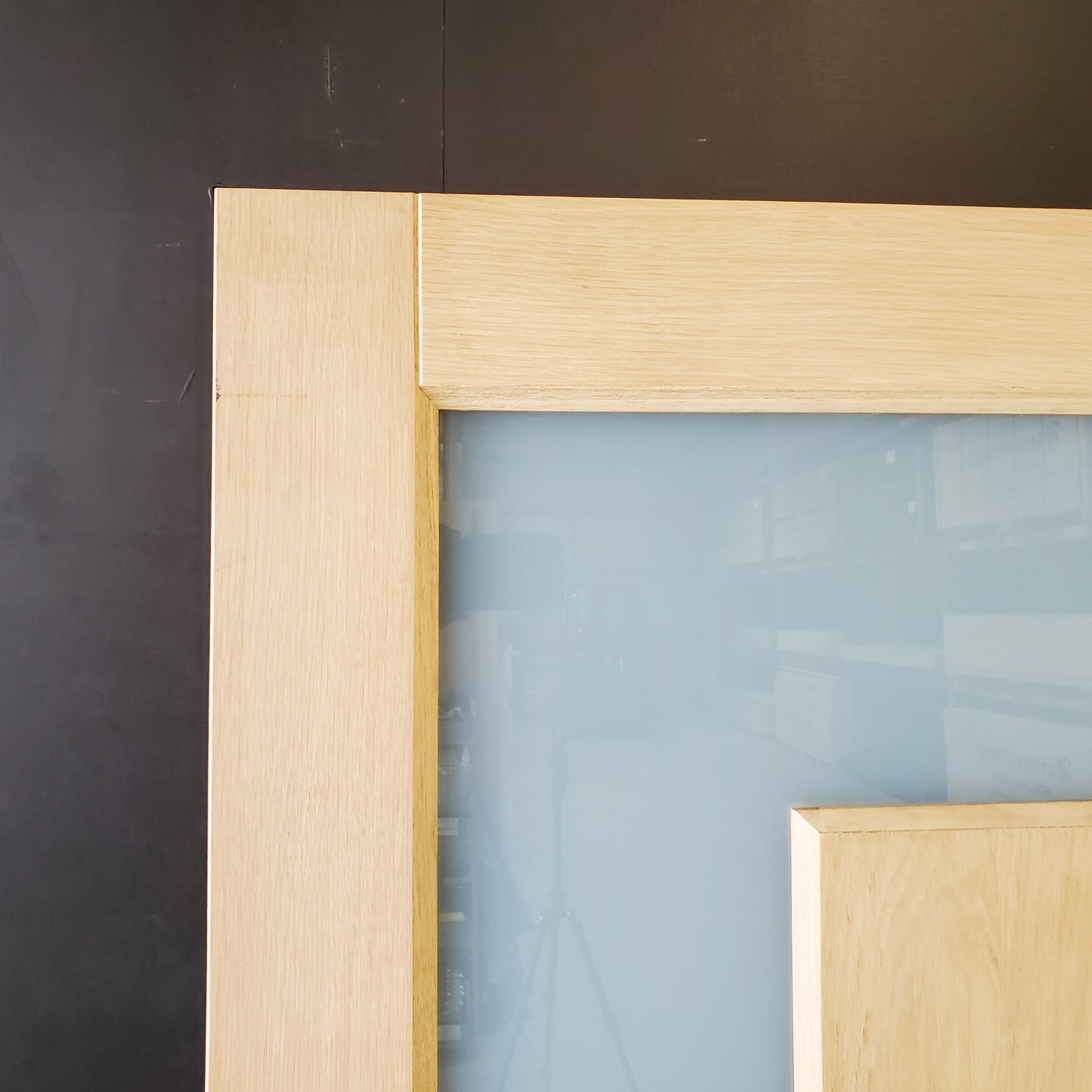 External Timber Door - 2040h x 820w Solid Core w/ Obscure Glass + Floating Panel  (ALUM1) *Factory Second* 30489