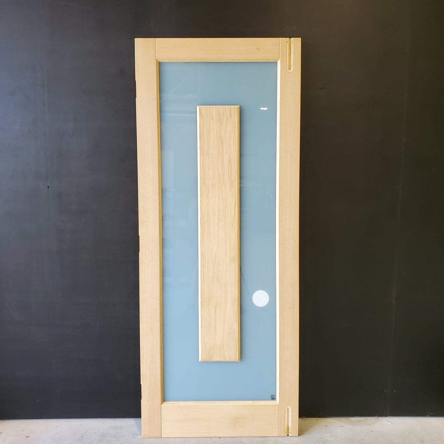 External Timber Door - 2040h x 820w Solid Core w/ Obscure Glass + Floating Panel  (ALUM1) *Factory Second* 30489