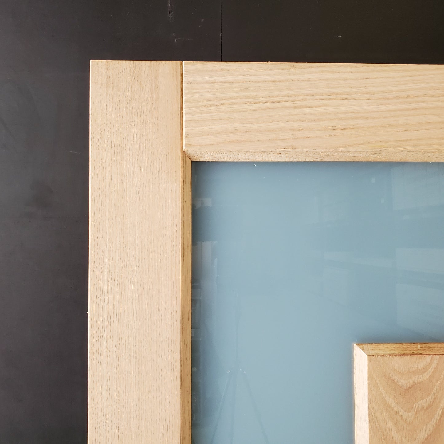 External Timber Door - 2040h x 820w Solid Core w/ Obscure Glass + Floating Panel  (ALUM1) *Factory Second* 30490