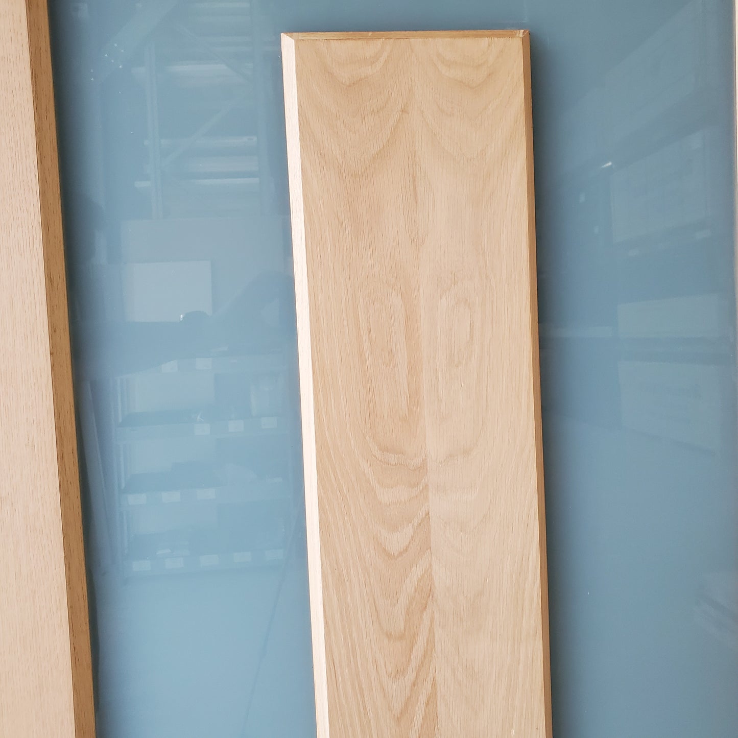 External Timber Door - 2040h x 820w Solid Core w/ Obscure Glass + Floating Panel  (ALUM1) *Factory Second* 30490