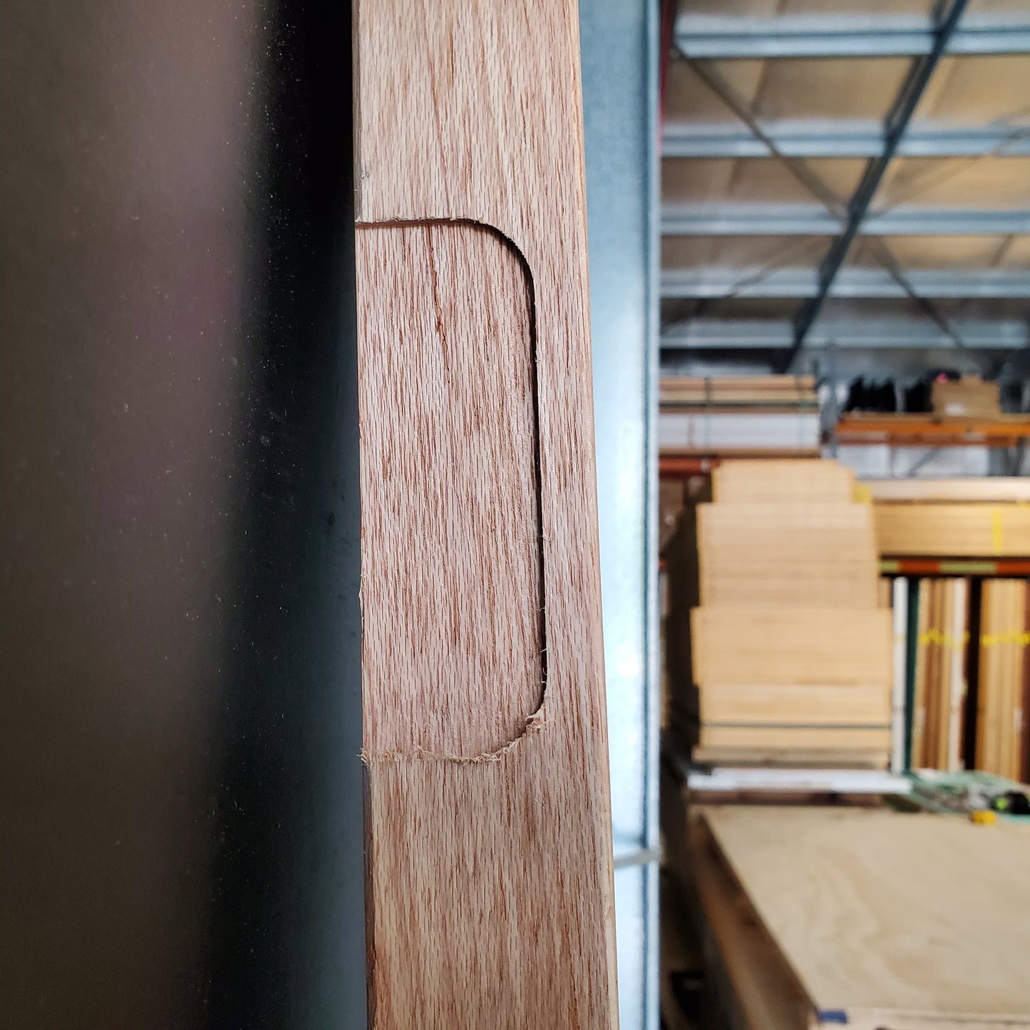 External Timber Door - 2040h x 820w Solid Core w/ Obscure Glass + Floating Panel  (ALUM1) *Factory Second* 30490