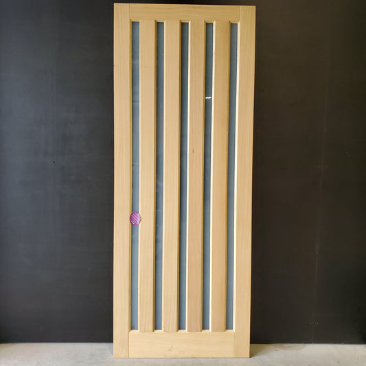 External Timber Door - 2340h x 920w Solid Core w/ 5 X Obscure Glass  (AWO5VG) *Factory 2nd* 30492