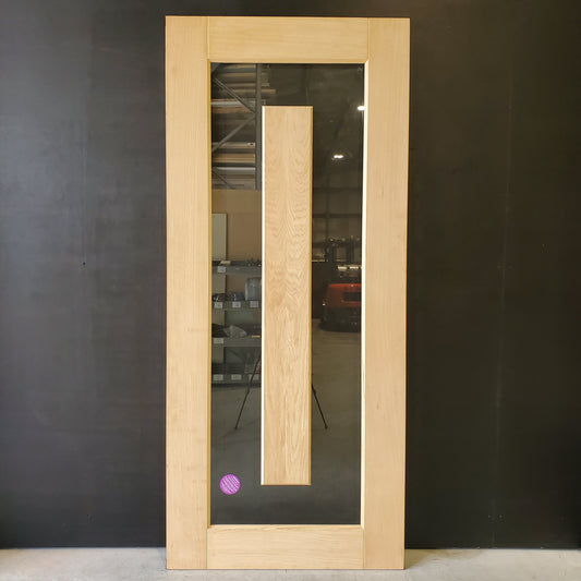 External Timber Door - 2340h x 1020w Solid Core w/ 1 X Clear Glass  (ALUMWS1) *Factory 2nd* 30494