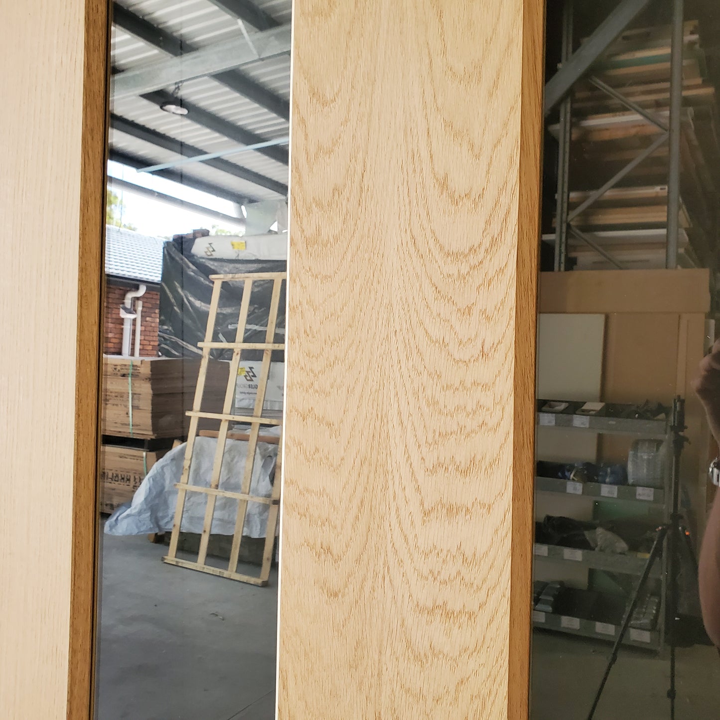 External Timber Door - 2340h x 1020w Solid Core w/ 1 X Clear Glass  (ALUMWS1) *Factory 2nd* 30494