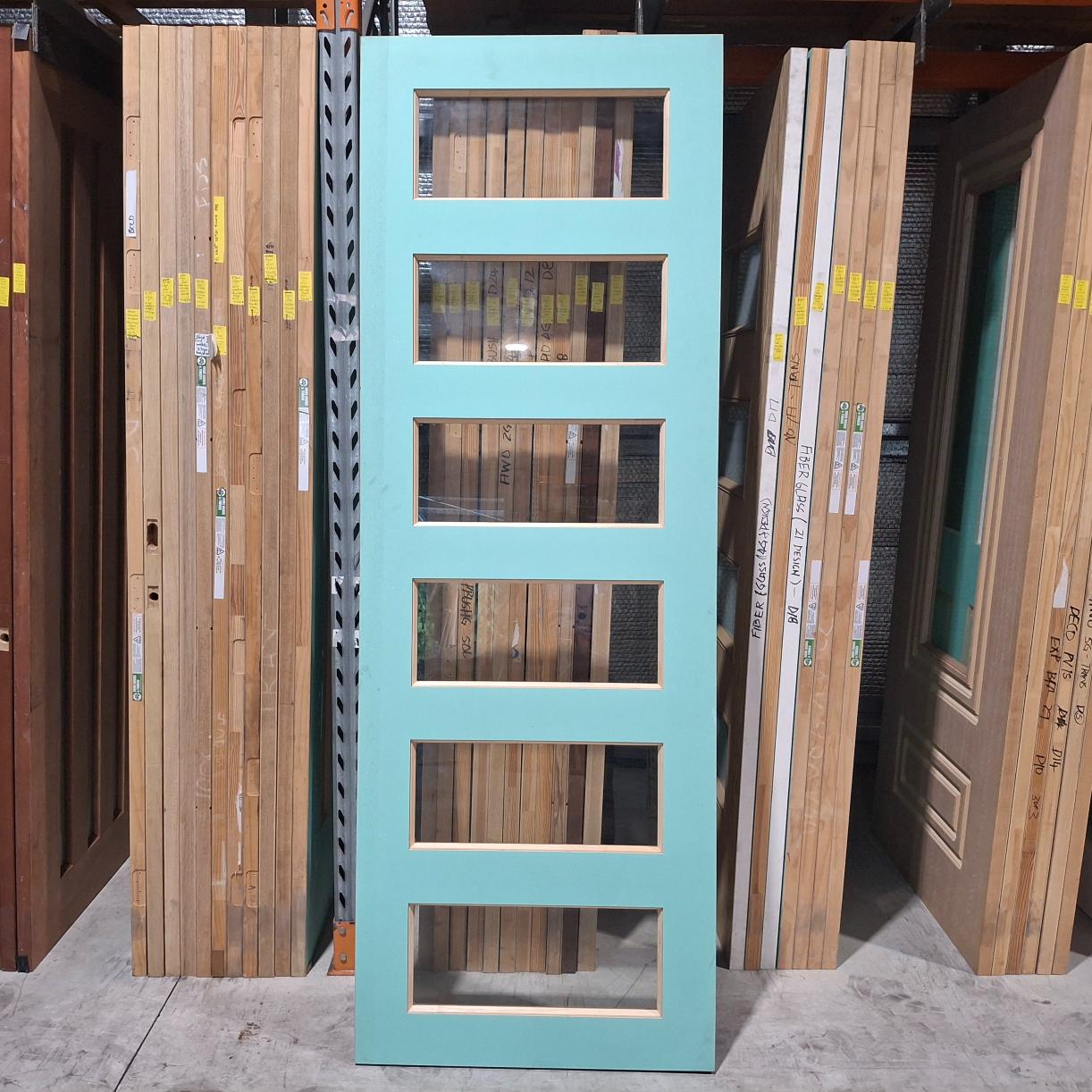 Timber Entry Door - 2340h x 820w Solid Core w/ 6 x Clear Glass (NEX36) *Factory 2nd* SKU: 20279