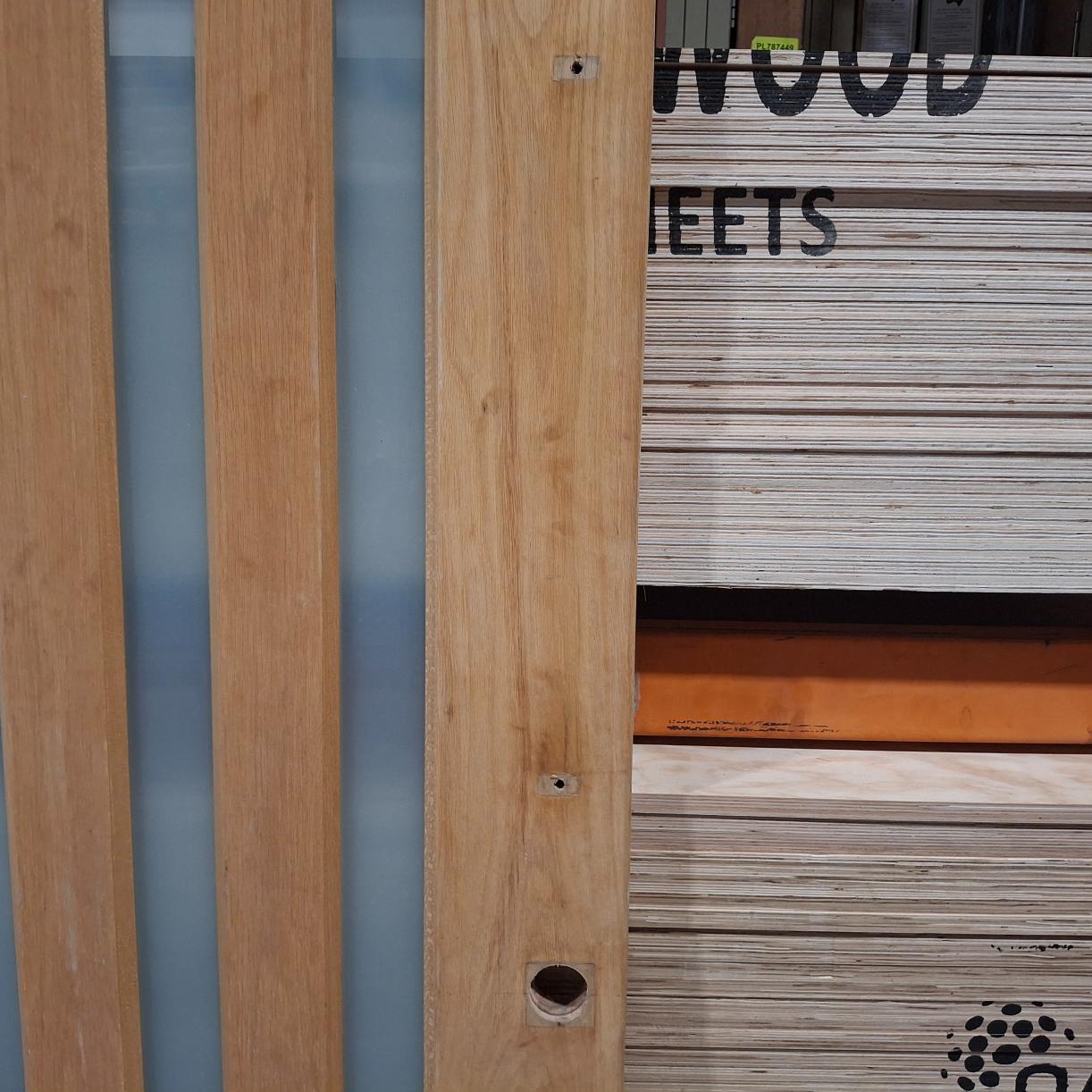 Timber Entry Door - 2340h x 1200w Solid Core Door w/ 5 x Obscure Glass *Factory 2nd* 20355