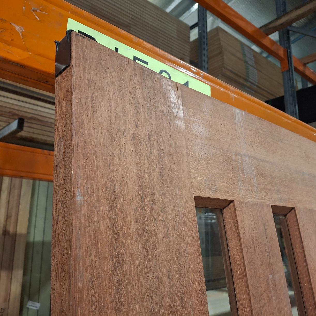 Timber Entry Door - 2340h x 1200w Merbau Door w/ 5 x Clear Glass (Damaged) *Factory 2nd* 20357