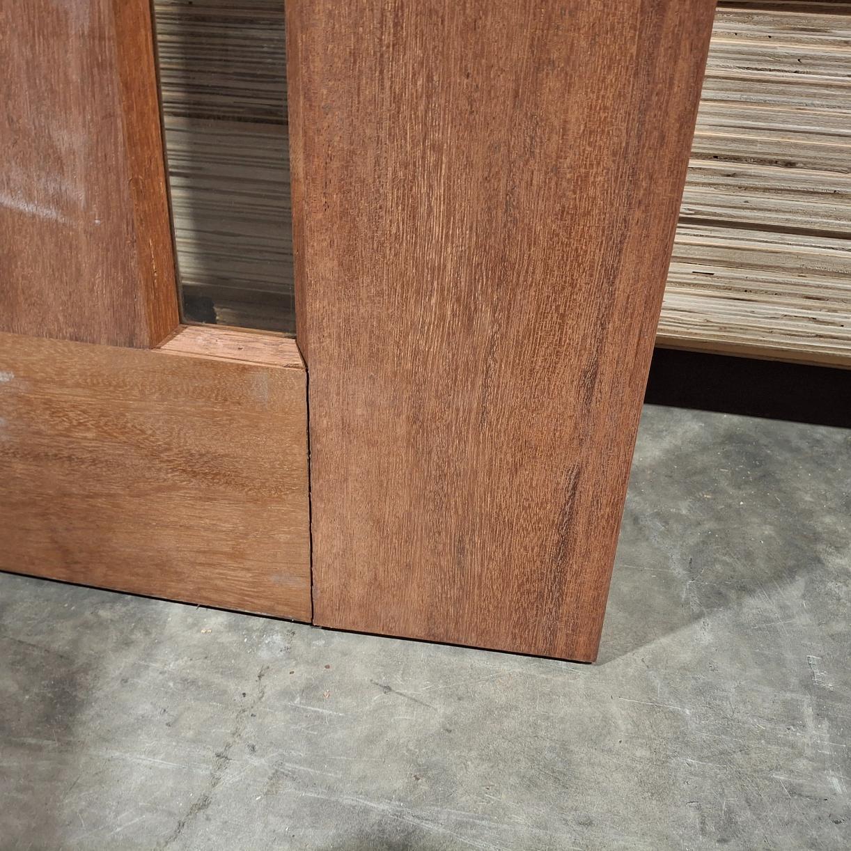 Timber Entry Door - 2340h x 1200w Merbau Door w/ 5 x Clear Glass (Damaged) *Factory 2nd* 20357