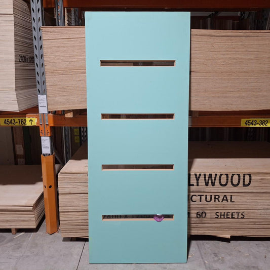 Timber Entry Door - 2040h x 820w Solid Core w/ 4 x Clear Glass (PSLM 204) *Factory Second* 20379