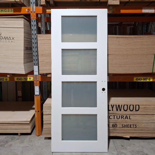 Timber Entry Door - 2340h x 920w Solid Core w/ 4 x Obscure Glass (NEX35) *Factory Second* 20382