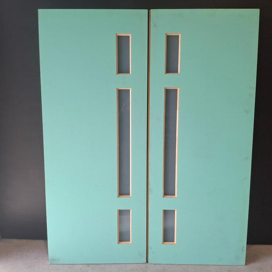 French Door - 2 x 2040h x 820w Solid Core w/ 3 x Obscure Glass In Each (XN2) *Factory 2nd* 20403