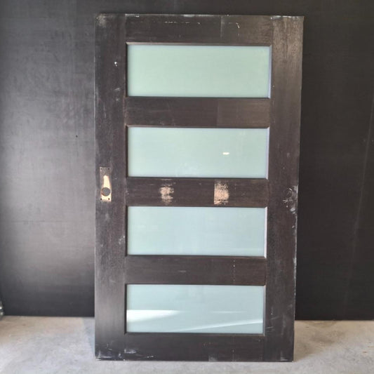 Timber Entry Door - 2040h x 1200w Solid Core w/ 4 x Obscure Glass (XS24) *Factory 2nd* 20426