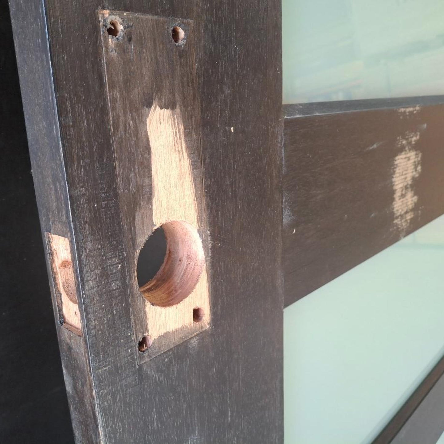 Timber Entry Door - 2040h x 1200w Solid Core w/ 4 x Obscure Glass (XS24) *Factory 2nd* 20426