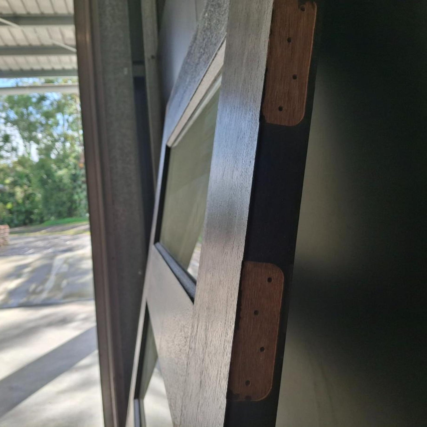 Timber Entry Door - 2040h x 1200w Solid Core w/ 4 x Obscure Glass (XS24) *Factory 2nd* 20426
