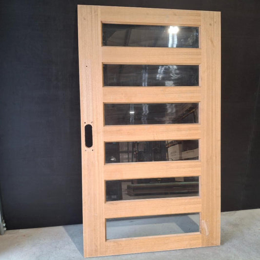 Timber Entry Door - 2040h x 1200w Solid Core w/ 6 x Clear Glass (XS26) *Factory 2nd* 20431