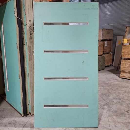 Timber Entry Door - 2340h x 1200w Solid Core w/ 4 x Obscure Glass (VER4) *Factory 2nd* 20432