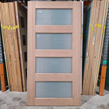 Timber Entry Door - 2340h x 1200w Solid Core w/ 4 x Obscure Glass (XS24) *Factory 2nd* 20435