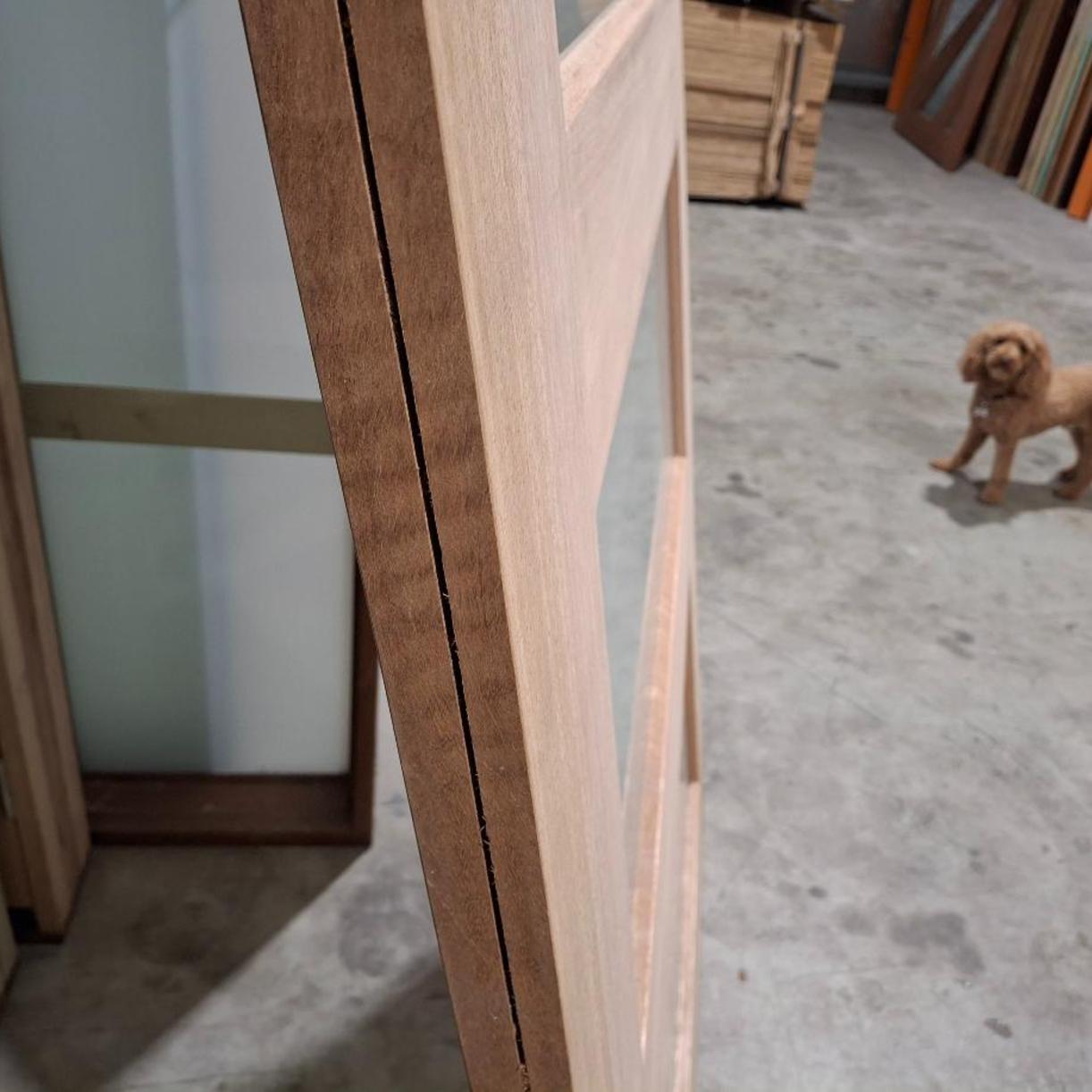 Timber Entry Door - 2340h x 1200w Solid Core w/ 4 x Obscure Glass (XS24) *Factory 2nd* 20435