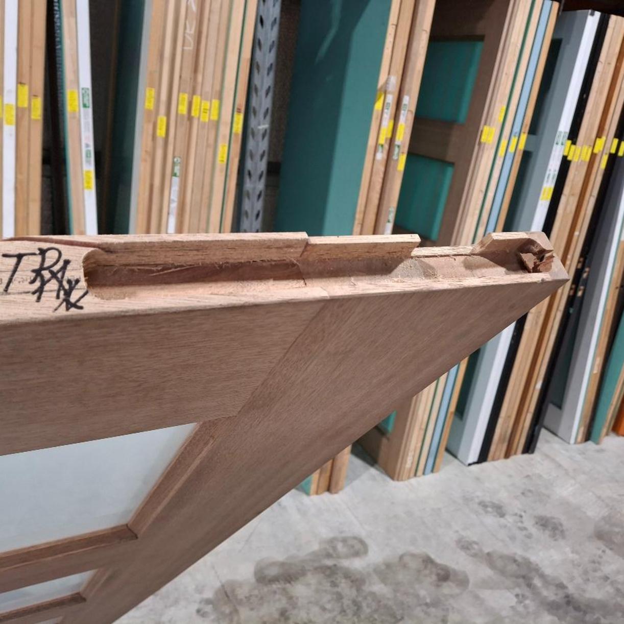 Timber Entry Door - 2340h x 1200w Solid Core w/ 4 x Obscure Glass (XS24) *Factory 2nd* 20435