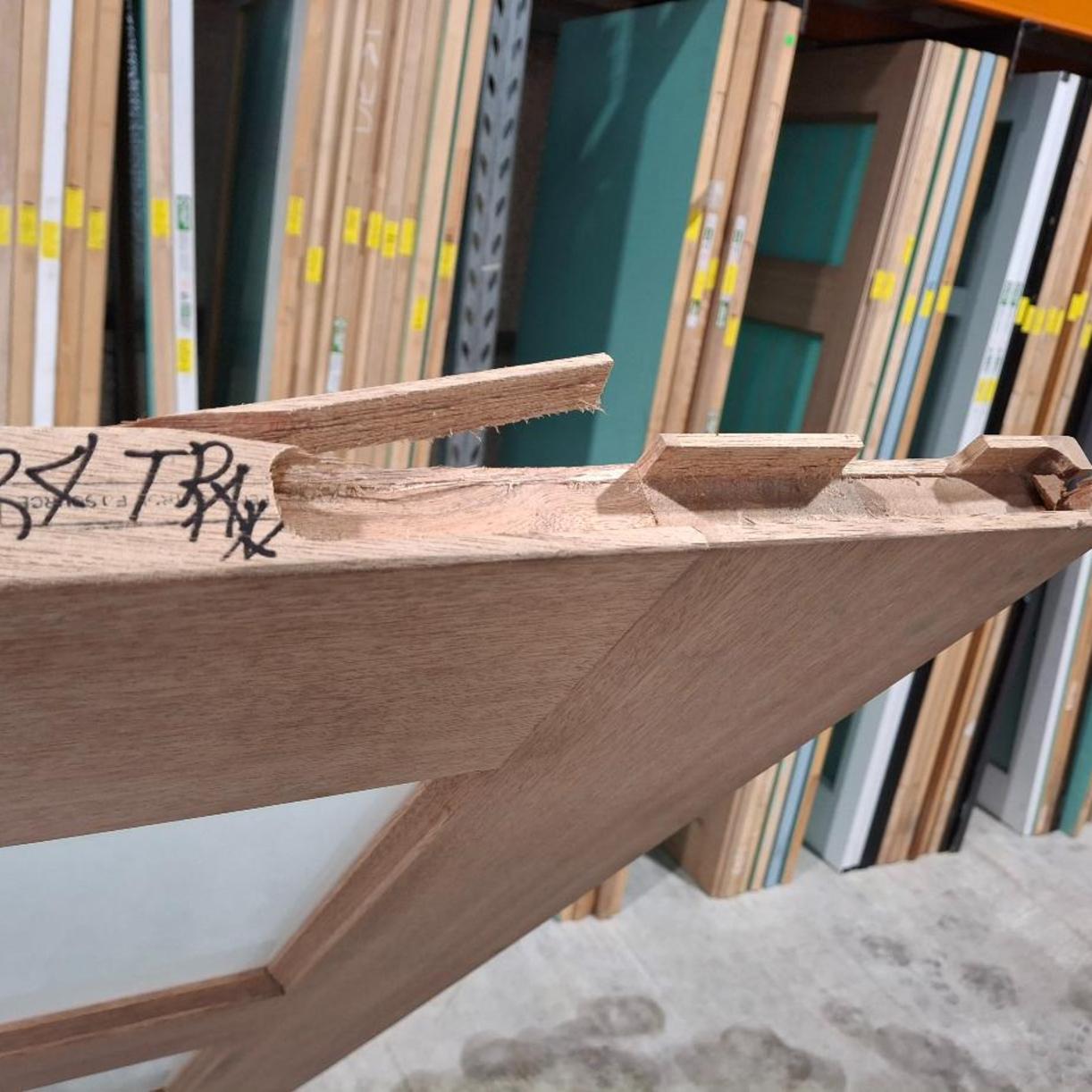 Timber Entry Door - 2340h x 1200w Solid Core w/ 4 x Obscure Glass (XS24) *Factory 2nd* 20435