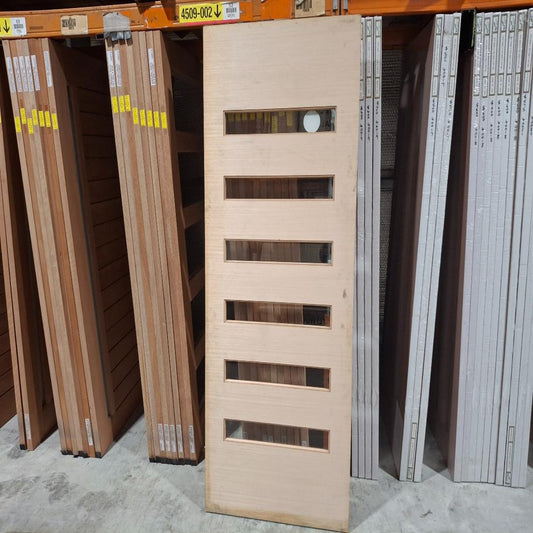 Timber Entry Door - 2040h x 820w Solid Core w/ 6 x Clear Glass (PMAD106) *Factory 2nd* 20437