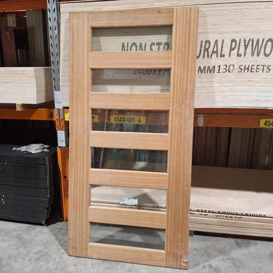Timber Entry Door - 2040h x 1020w Solid Core w/ 6 x Clear Glass (XS26) *Factory 2nd* 20439
