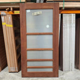 Timber Entry Door - 2340h x 1200w Solid Core Merbau w/ 5 x OBS Glass (INFWS 5G) *Factory 2nd* 20440