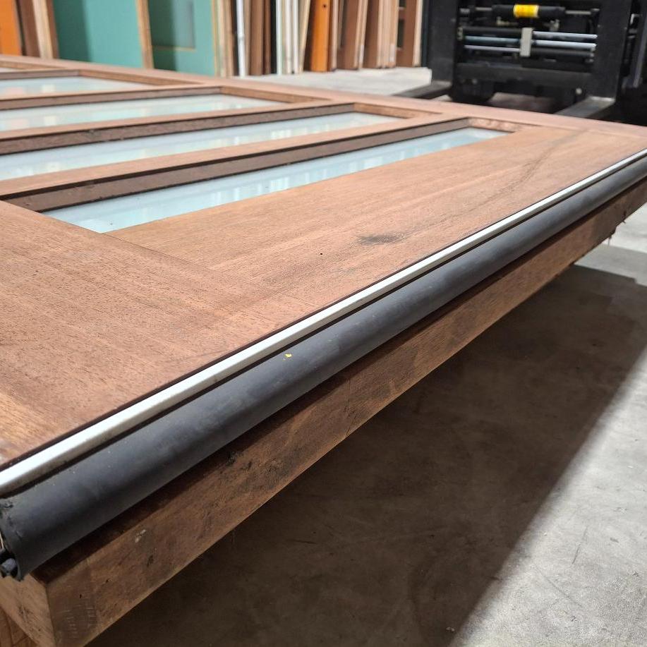 Timber Entry Door - 2340h x 1200w Solid Core Merbau w/ 5 x OBS Glass (INFWS 5G) *Factory 2nd* 20440