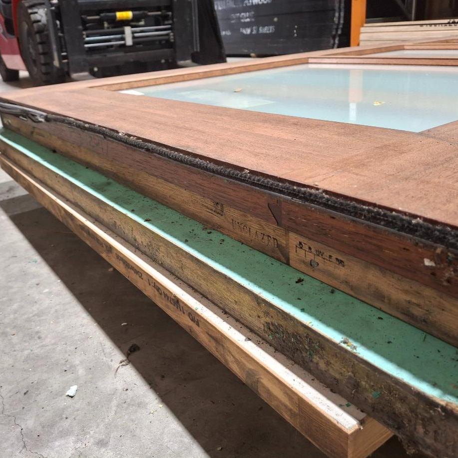 Timber Entry Door - 2340h x 1200w Solid Core Merbau w/ 5 x OBS Glass (INFWS 5G) *Factory 2nd* 20440
