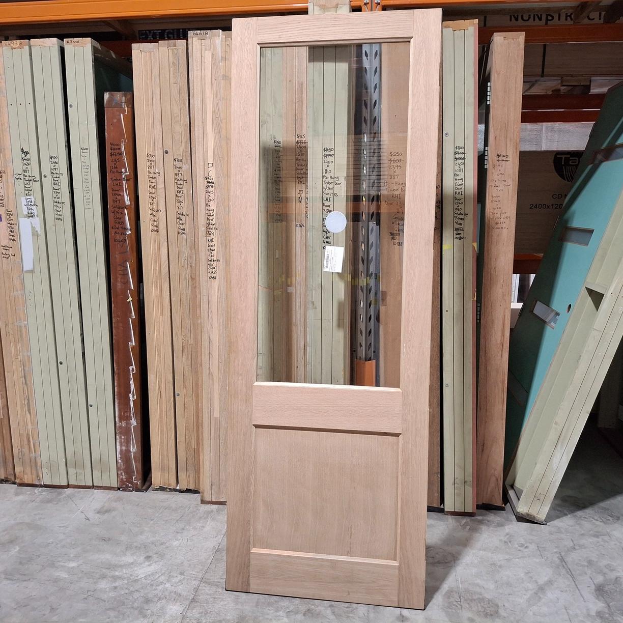 Timber Entry Door - 2340h x 820w Solid Core Door w/ 1 x Clear Glass (AWO 2G) *Factory 2nd* 20452